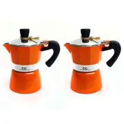2PK Coffee Culture Aluminium 1Cup Espresso Stovetop Coffee Maker Brew Pot Orange