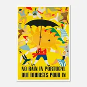Galrie Charming Vintage Travel Poster of Portugal: No Rain But Tourists Pour In Artwork, Poster Only, A1 60 x 84cm (23 x 33inch)