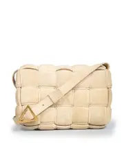 Beige Suede Cassette Padded Bag