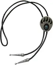 [ARTICAL HEART] Vintage Silver Bear Paw Western Wildlife Cowboy Rodeo Bolo Tie, Large, Metal, no stone