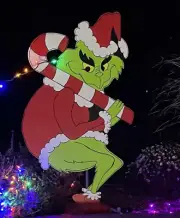 Candy Cane Grinch -Hand Painted Wood Yard Art - Christmas - Outdoor or Indoor