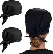 [UEIOAVL] Work Wear Catering 2 Pieces Chef Hats Pirate Hats Kitchen Men and Women for Cooking Baking BBQ Bandana Hats (Black)