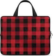 Laptop Case Sleeve Shockproof Computer Carrying Bag Red Black Buffalo Check Plaid Notebook Case Cover Laptop Bag Water Resistant Computer Cases Tablet Briefcase for Travel Business 17 Inch, Red Black