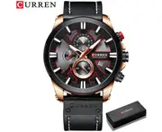 CURREN Brand Chronograph Sports Men's Watch Quartz Clock Leather Men's Luminous Watch Calendar Clock Relogio Masculino - black rose