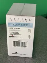 Box of 10 Cooper Wiring 9521WS Aspire Screwless Wallplates White Satin