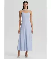 Scanlan Theodore Powdered Slip Dress AU/UK 6 US2 Light Blue 90’s designer luxury