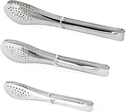 TOPULORS Stainless Steel Tongs Set (7/9/11 Inch) - Heavy Duty Kitchen & BBQ Tongs for Cooking, Grilling, Frying, Baking, Salad, Buffet - Dishwasher Safe, Serving Tongs for Food, Ice, Toast, Pastry