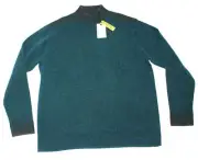 $248 New Robert Graham Knit Quarter Zip Sweater Men 2XL XXL Teal TERZO Pullover