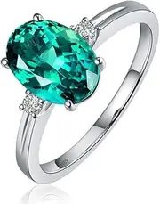 [Angel's Finery] Sparkling White Gold Plated Cubic Zirconia CZ Adjustable Size Oval Colourful Ring with Side Stone Gifts for Wife Sister Friend Mother Daughter Grandma End Financial Year Birthday EOFY