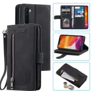 OnePlus Nord Wallet Case,Leather Zipper Magnetic Flip Card Case For OnePlus Nord