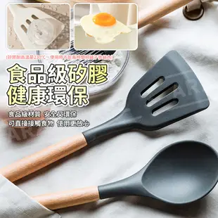 矽膠廚具 12件組【ARZ】【E112】食品級 不沾鍋 鍋鏟 撈麵勺 打蛋器 湯勺 食物夾 刮刀 廚房用具 烘焙 露營