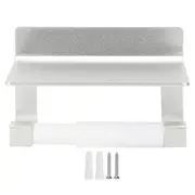 Space Aluminum Wall‑Mounted Roll Paper Rack Toilet Paper Holder with Phone Storage Shelf Silver