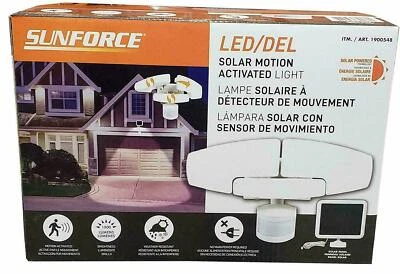 Sunforce LED Solar Motion Security Light 1500 Lumens Adjustable Heads Easy DIY
