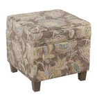 Benjara Multicolor Fabric Square Accent Ottoman