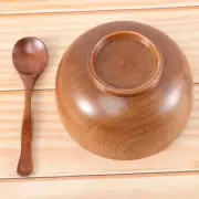 2 Pcs Sour Jujube Wooden Bowl Spoon Set Serving Bowls Small Rice Reusable Salad