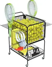 Ball Storage, Tennis Ball Cart for 350 Balls, Trolley Cart with Wheels Laundry Basket, Extra Large Utility Trolley for Storage Sport Equipments DIY Tools Toys Ball Hopper Tennis Racket
