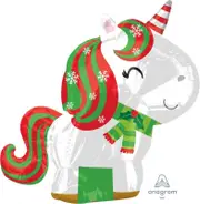 Christmas Unicorn Foil SuperShape Balloon