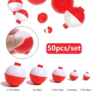 50pcs/set Fishing Bobbers Round Floats Red White Buoy Float lot Snap On Hard ABS