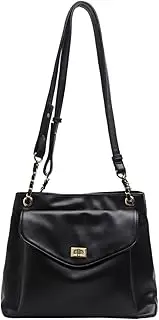 [Chloe soo] Shoulder Bag for Women, Flap Turnlock Soft Vegan Leather Chain Crossbody Bags Messenger Bag Large Work Tote Black