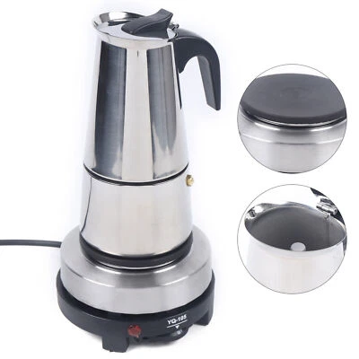 Moka Pot Portable Coffee Maker & Electric Stove 300ml Stainless Steel USA HOT