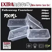 750ml Rectangle Take away Containers Food Plastic Lids Bulk