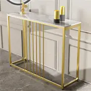 Narrow Console Sofa Entry Table Behind Couch Table Sintered Stone Golden Frame