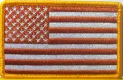 USA Dark Rust Flag Patch With Hook & Loop Fastener American Gold Border