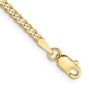 10K Yellow Gold 2.2mm Flat Beveled Curb Chain Anklet