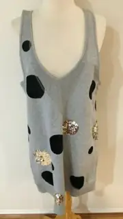 sass & bide BNWT Flocked Water Spot Relaxed Sweatshirt Sleeveless Dress AUS8