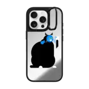 iPhone 16 Pro Mirror Ring Stand Case MagSafe Compatible Simple Cat - 06Black