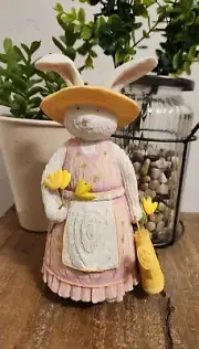 Mrs. Bunny Rabbit Easter Bonnet Flowers Watering Can Figurine from Kohls 8" NEW