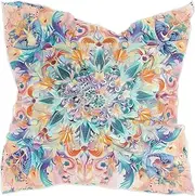[sanluoli] Boho Style Flower Floral Blue Orange square silk scarf pashmina silky head wrap for women for evening bufandas para mujer elegantes, Boho Style Flower Floral Blue Orange