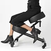 Sleekform Adjustable Seat Angle and Height Kneeling Chair, Ergonomic Posture Stool Chairs for Office and Home - Thick Comfortable Cushions, Wheels