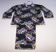Collingwood Magpies AFL Boys Mascot Black Printed Flannel Pyjama Set Size 00 New