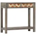 Grey Solid Mango Wood Console Table Hallway Entry Desk Display Shelf Drawers