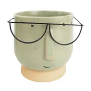 Urban 12cm Blake w/ Glasses Short Ceramic Planter Garden Plant/Flower Pot Green