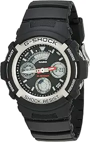 [Casio] G-Shock AW590-1 Analog Digital Black Strap Unisex Adult Watch, Silver/Black Dial, 52 × 46.4 × 14.9 mm