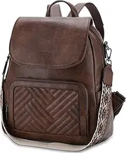 Backpack Purse for Women,VASCHY Chevron Quilted Vegen Leather Flap Backpack Convertible Handbag for Ladies with Guitar Strap