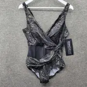 Miraclesuit Swimsuit Women's 16 Black Gold Sultana Circe One Piece NWT MSRP $188