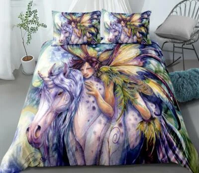 3D Unicorn Elf ZHUA423 Bed Pillowcases Quilt Duvet Cover Set Queen King Zoe