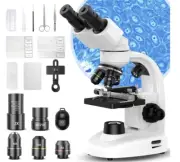 40X-2000X Compound Binocular Microscope Professional Microscope with Slides Set