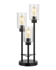 JONATHAN Y Designs Axel Modern 20 5 3 Light Iron Seeded Glass Modern Industrial Led Table Lamp