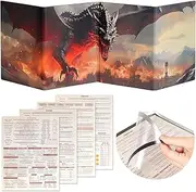Grajar DND Customizable DM Screen 5e with 4 Panels for US Letter Paper, Large Opening Magnetic Pockets with Wet-Erase Function, Included D&D Dungeon Master Screen Inserts