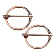Vintage Brooch Cloak Pins, 2pcs Penannular Brooch Cloak Clasp(Copper)
