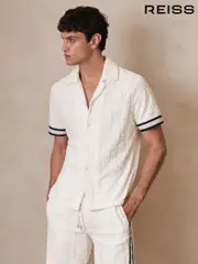 Reiss White Kala Reiss | Ché Towelling Monogram Shirt (F70346) | $225