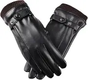 [WHAMVOX] Warm Touchscreen Gloves for Women Ski Climbing Riding Gloves PU Leather Windproof Waterproof Black