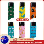 6 Pairs Men Women Cotton Socks Unisex 5-13 Funky Sox Novelty Crew Casual
