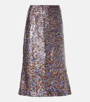 [Dries Van Noten] Dries Van Noten Sequined wool-blend midi skirt AU 10 multicoloured