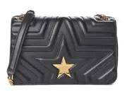 STELLA MCCARTNEY Alter Nappa Star Medium Flap Shoulder Bag Black