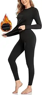 SIMIYA Thermal Underwear Set for Women Long Johns with Fleece Lined Long Sleeves Base Layer Set Top Bottom